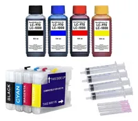 Wiederbefüllbare Tintenpatronen kompatibel mit Brother LC-970 und LC-1000 black, cyan, magenta, yellow + 4 x 100 ml Nachfülltinte