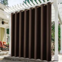 Topchances Outdoor Vorhang Wetterfest mit Ösen-1 Panel Extra Breit 254cmx213cm Wasserdicht Sichtschutz Sonnenschutz für Balkon Terrasse Veranda Pergola Gartenlaube,Braun