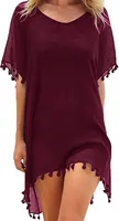 Damen Strandkleid Sommerkleid Bikini Cover Up Sommer Bademode Longshirt Tunika Strandponcho