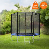 Hauki Trampolin Outdoor Ø183 cm, GS geprüft, Komplettset für Kinder - bis 100 kg, Blau