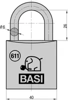 BASI - Vorhangschloss - SET - 4x VHS 611 - 40 mm - Gleichschließend Nr. 4003 - 4x6110-4001-4003