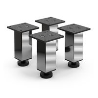 Sossai Möbelfüße Chrom aus Aluminium Sockel Schrank Füße Fuß höhenverstellbar