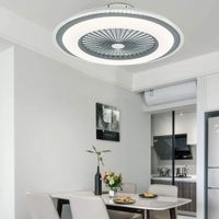 Akrylový stropní ventilátor s LED zapuštěným stropním světlem, s dálkovým ovládáním, stmívatelný, nastavitelná rychlost, neviditelná čepel, ploché závěsné světlo