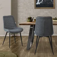 ML-Design sada 2 jídelních židlí, antracit, sedák z koženky s černými kovovými nohami, kuchyňské židle s opěradlem