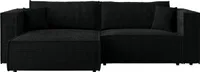 BroMARKT Ecksofa mit Schlaffunktion MIZARU L-Form 135x200 cm Schwarz Cord