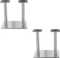 Mucola Tischsäule Tischfuß Möbelfuß Tischbein Stützfuß Möbelbein SilberEckfuß Tischbeine Tischkufe Boxenständer - 2x Doppeltischsäule mit Eckfuß