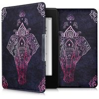 kwmobile Klapphülle kompatibel mit Amazon Kindle Paperwhite Hülle - eReader Case (für Modelle bis 2017) - Elefant Zeichnung Pink Anthrazit