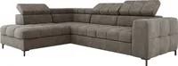 Nowoczesny narożnik PABLO 279x201 cm, rozkładana sofa z regulowanymi zagłówkami, pojemnik na pościel, solidne metalowe nóżki, wysokiej jakości tkanina VOGUE w różnych kolorach lewy układ, kolor BEIGE