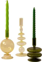 WinQ - Kerzenhalter aus farbigem Glas in einer gelb/grnen Kombination. Kerzenhalter aus Glas - Set mit 3 Stck