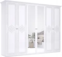 MiroMark Luiza LZ-16-WB 6-türiger Schrank mit Spiegel Weiß Matt/Glanz