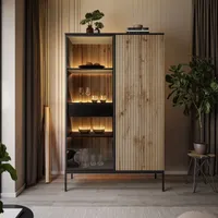 ECLIPSE WTSZ104 Hochschrank mit Beleuchtung Eiche schwarz wotan