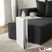 HOME DELUXE - Beistelltisch ZIMA - Weiß -  Germany, 4 Aufstellmöglichkeiten - 360° Drehbar | Couchtisch, Sofatisch