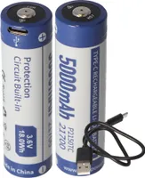 2 Stück 21700 Li-ion Akku 5000mAh 3,7V - 3,6V 76,2x21,4mm mit PCB Schutz inkl. USB-C Lademöglichkeit