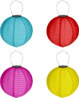 4er Set Solar LED Lampion Ø 20 cm Party Garten Laterne Bunt Deko Lampenschirm Lampe Kugel Gartenlampion