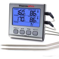 ThermoPro TP-17 digitales Küchenthermometer, zwei Fühler, silber