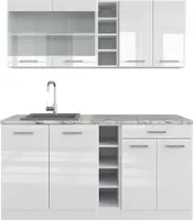 Jednolôžková kuchyňa Vicco R-Line, 160 cm bez pracovnej dosky, biela vysoký lesk/biela