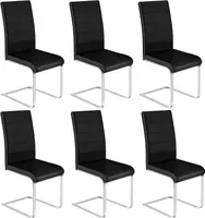 WOLTU Esszimmerstühle 6er Set, Polsterstuhl, Kunstleder, Schwarz