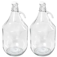 MIKONI 2 STÜCK x Bügelflaschen 5L, Gärballon mit Bügelverschluss, Glasballon Weinballon Fass 5000 ml Weithalsballon Flasche