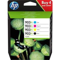 HP 903XL - originálny atrament na báze pigmentu - čierny - azúrový - purpurový - žltý - HP - HP OfficeJet 6950/6960/6970 AiO - 4 ks