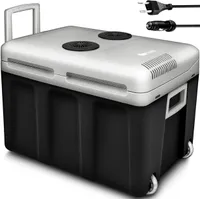 tillvex Kühlbox elektrisch 40L Anthrazit mit Rollen | Mini-Kühlschrank 230 V und 12 V für KFZ Auto Camping | kühlt & wärmt | ECO-Modus