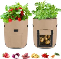 2 kusy sázecí pytel opakovaně použitelný sáček na brambory Tomato Planter Bag odolný sázecí pytel pro květiny rostliny zeleninu (10 galonů, hnědý)