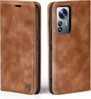 Handy Hülle für Xiaomi 12 Lite Klapphülle Bookcase Flip Cover Handy Tasche Etui Farbe: Hellbraun