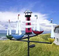 Windspiel Schiffskarussell mit Leuchturm und Solarbeleuchtung 2280