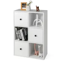 COSTWAY regał z 3 szufladami i 3 otwartymi półkami, drewniany regał, stojący regał drewniany regał do salonu, gabinetu 60 x 30 x 89 cm (biały)