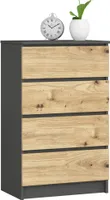 Komoda AKORD K60 Grafit Szary 60 cm 4 szuflady kolor Dąb Artisan mat 60x40x99 cm