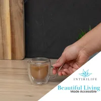 Intirilife 2x Doppelwandiges Thermo Glas Set in 200 - 250ml – Mundgeblasen isoliert für Latte Macchiato, als Teeglas oder Kaffeeglas mit Henkel