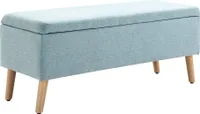 HOMCOM Sitzbank Polsterbank mit Stauraum Truhenbank scandinavia Flur Schlafzimmer Wohnzimmer leinenartiges Polyester Gummiholz Hellgrün 110 x 39 x 45 cm