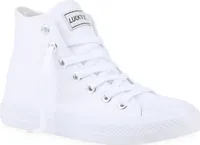 Mytrendshoe Damskie Wysokie Buty Sportowe Kultowe Sznurowane Trenerki 94589, Kolor: Biały Biały, Rozmiar: 38