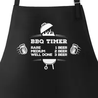 Grillschürze für Männer mit Spruch BBQ Timer Bier Schürze Herren Moonworks® schwarz unisize