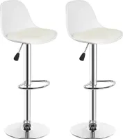 WYCTIN 2er Barhocker Barstuhl  höhenverstellbar 360° drehbar Kunstleder,Weiß
