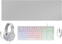 Gaming-Tastatur Fixed RGB + Gaming-Maus RGB Flow 3200 DPI + Headset Over-Ear RGB + XXL-Mauspad, Weiß, Portugiesisch Sprache