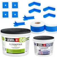 Súprava na hydroizoláciu Tekutá fólia 12 kg Základný náter na dlaždice 4 kg Tesniaca páska 20mb Sprcha - LEVEL+ SET339