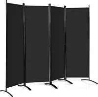 Faltbarer Paravent mit 4 Teilen, Trennwand mit robustem Eisenrahmen, Raumteiler für Innen & Außen, 220 x 55 x 173 cm, Schwarz