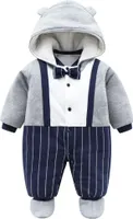 Baby Overall mit Kapuze Footies Strampler Winter Schneeanzüge Onesies Cartoon Overall (Grau, 80CM)