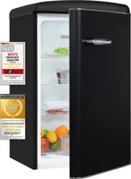 Exquisit Retro Vollraumkühlschrank RKS120-V-H-160E mattschwarz | Nutzinhalt: 122 L | Ohne Gefrierfach