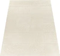 Teppich Wohnzimmer Schlafzimmer Kurzflor Skandinavisches Muster Boho Uni Creme Grösse 160x230 cm