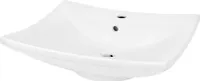 LuxeBath Waschbecken Aufsatzwaschbecken Eckig, 60,5x46x16,5 cm, Weiß, aus Keramik