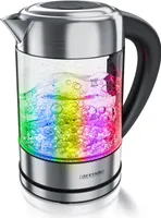 Arendo Wasserkocher 1,7 l, 2200 W, Edelstahl mit Glaskörper, Temperaturwahl 40°C - 100°C, Aufkochfunktion