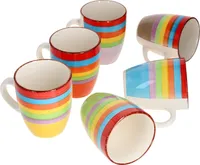 6er Set Ibiza Rainbow Kaffeebecher mit Henkel 350ml bunte Tee-Tassen Regenbogen