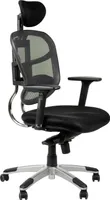 Otočná ergonomická kancelářská židle HN-5018, nastavitelné područky, opěrka hlavy, posuvný sedák (předozadní), černá/šedá