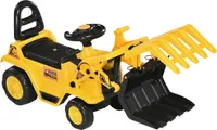 HOMCOM Sitzbagger, Aufsitzbagger mit Schaufel, Stauraum, Trettraktor mit Sound-Effekten, Hupe, Kinderbagger, Rutschauto für Kinder 3-4 Jahre, 83 x 27 x 39 cm, Gelb+Schwarz