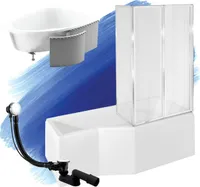 BADLAND Eckbadewanne Badewanne Integra RECHTS 170x75 mit Glasabtrennung, Ablaufgarnitur, Füßen und Styroporverkleidung GRATIS