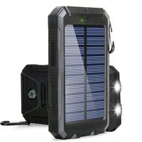 Solar Powerbank 20000mAh Wasserdichtes Solar Ladegerät USB Externer Akku mit 2 Outputs, Power Bank für Smartphones, Tablets und mehr, mit Taschenlampe und Compas