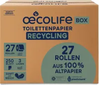 oecolife Toilettenpapier Recycling 1592703 3lg 250Bl 27St