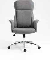 Vinsetto Bürostuhl mit Wippfunktion 360° Drehstuhl Schreibtischstuhl Höhenverstellbar Ergonomisch Chefsessel mit Rollen Belastbar bis 120kg mit hohe Rückenlehne PU Grau 65 x 72 x 108-118 cm