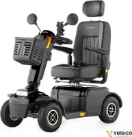 Veleco Looper Elektromobil - Kapitänssitz mit hoher Rückenlehne - 600W - 12 km/h - Seniorenmobil - 4-Rad Mobilitätsroller - Fertig montiert (Schwarz)